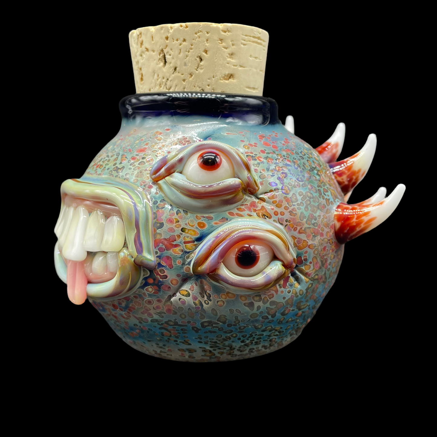 Large bizarre glass cork jar
