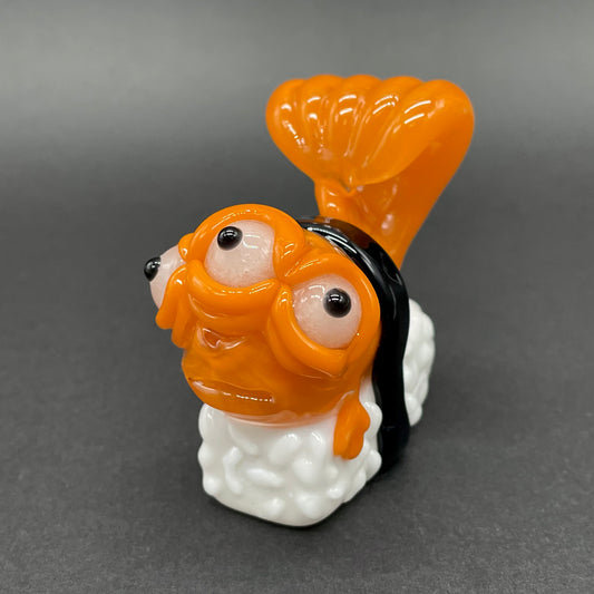 Mutant three eyed fish sushi glass pendant