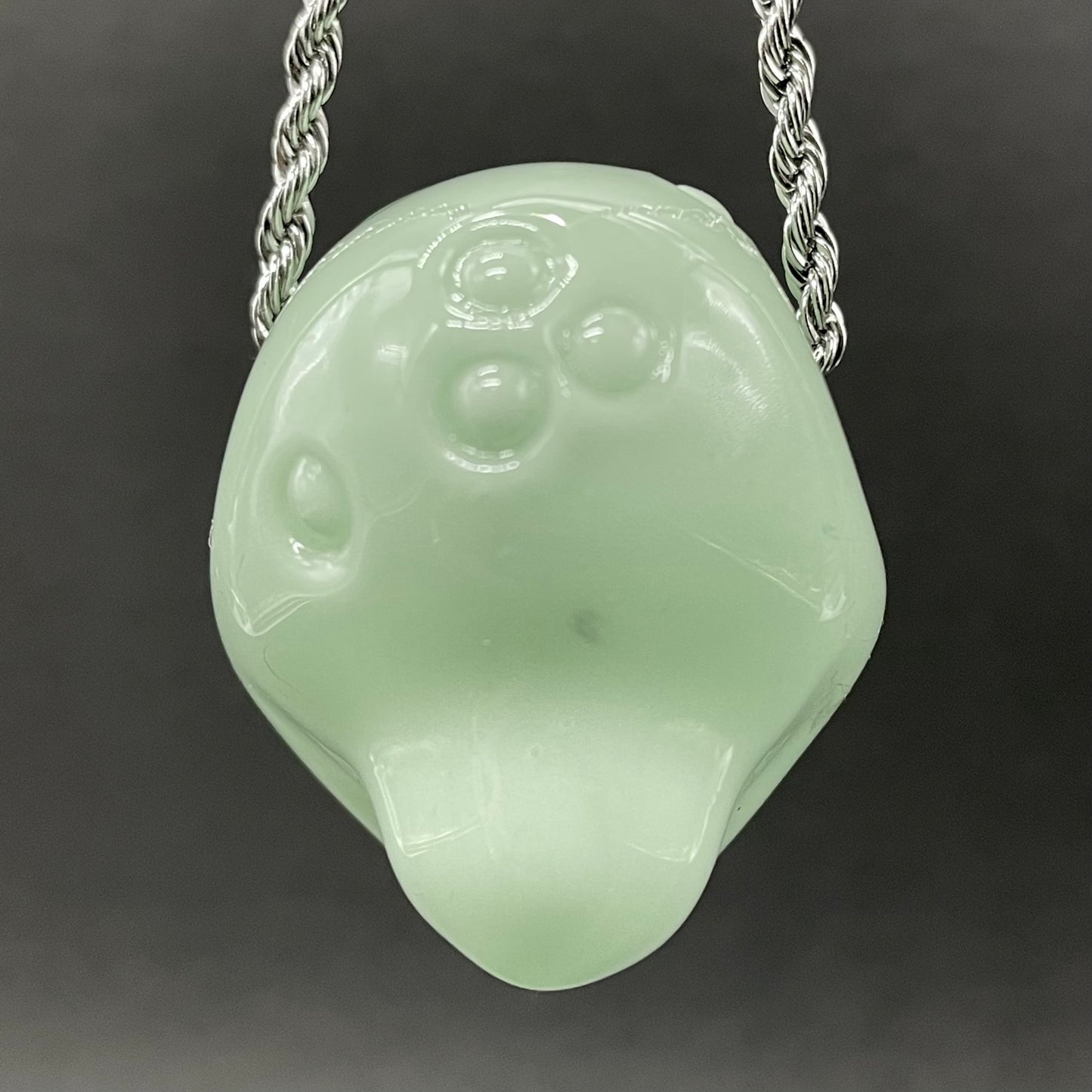 Time manipulating three eye glass alien pendant