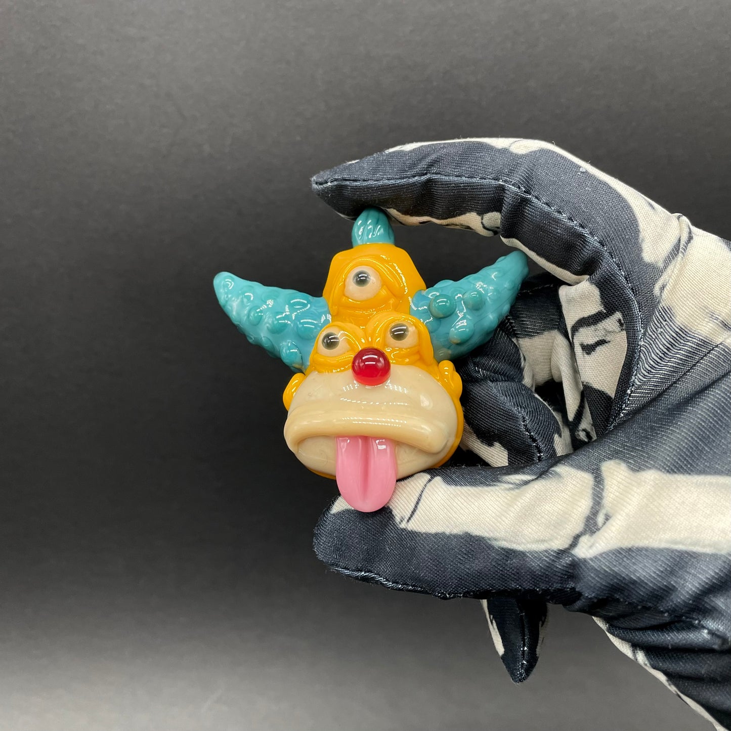 Third eye Krusty the clown glass pendant