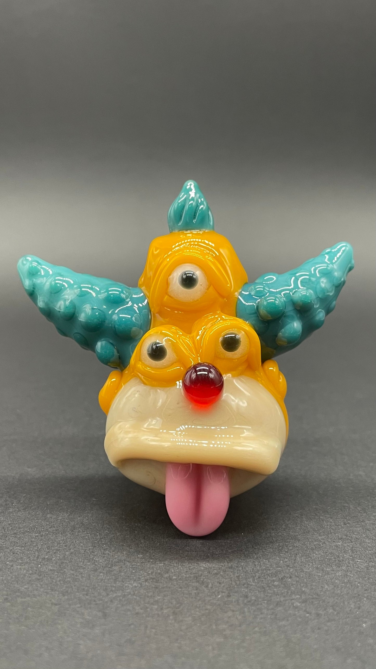 Third eye Krusty the clown glass pendant