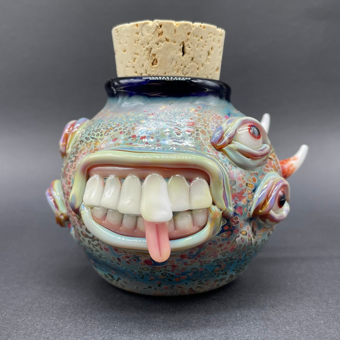 Large bizarre glass cork jar