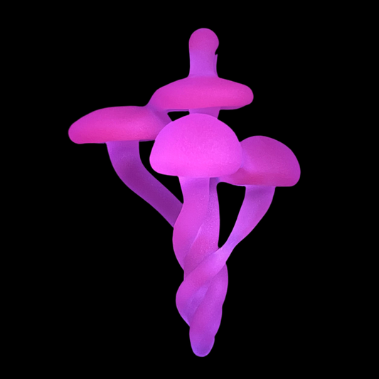 Blacklight mushroom pendant