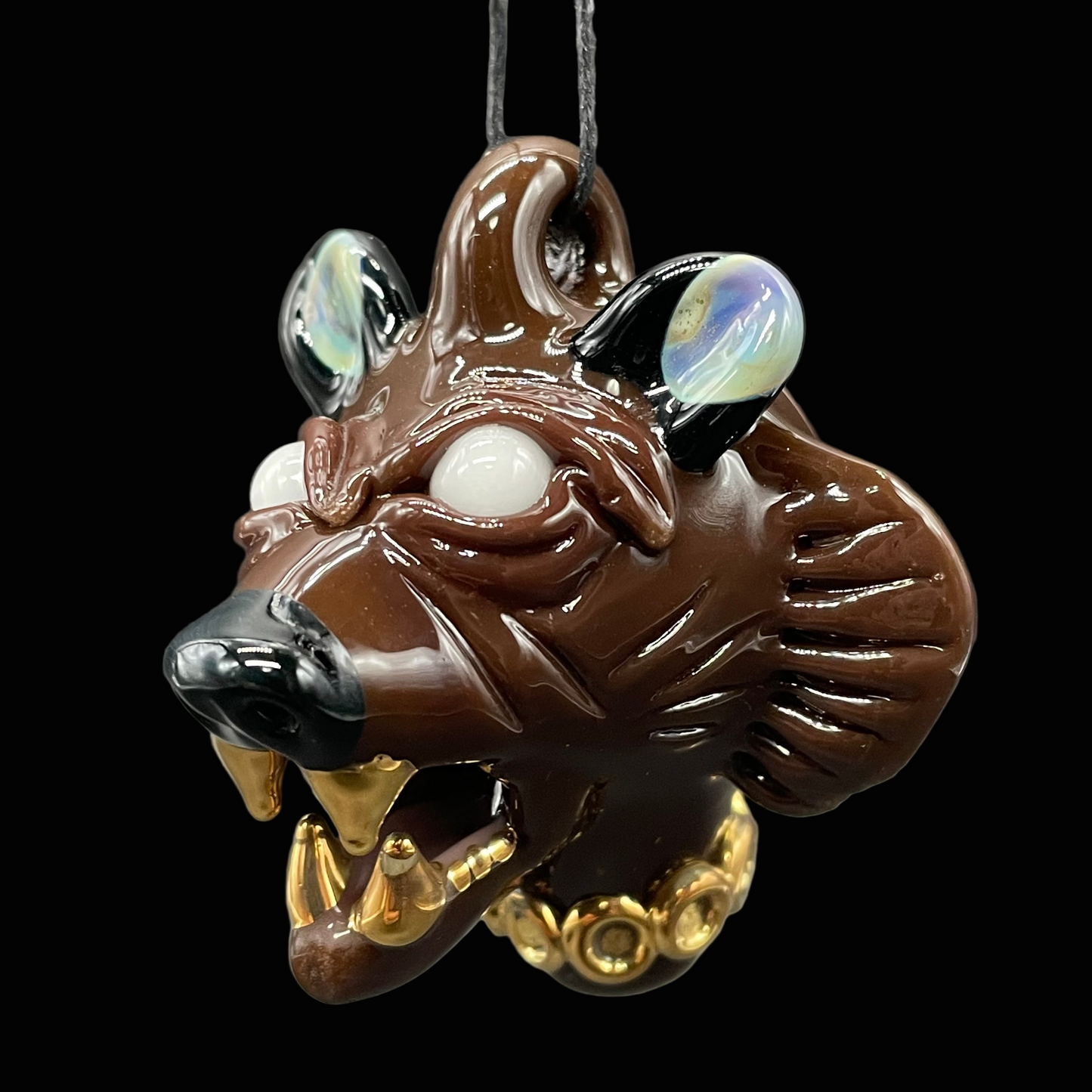 blinged out glass grizzly bear pendant
