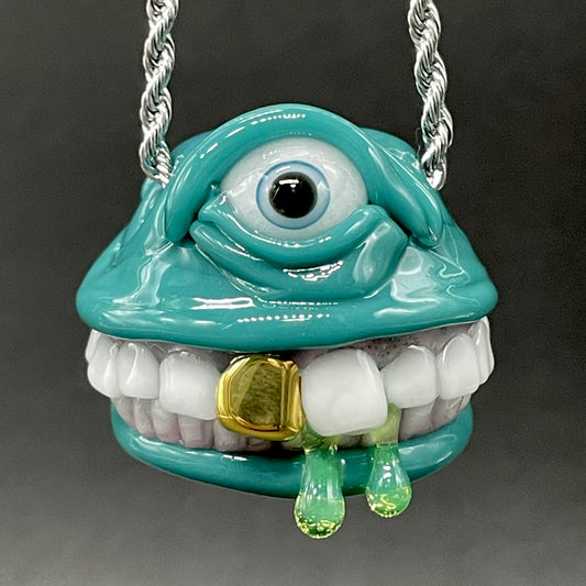 Grinning like a fool glass pendant