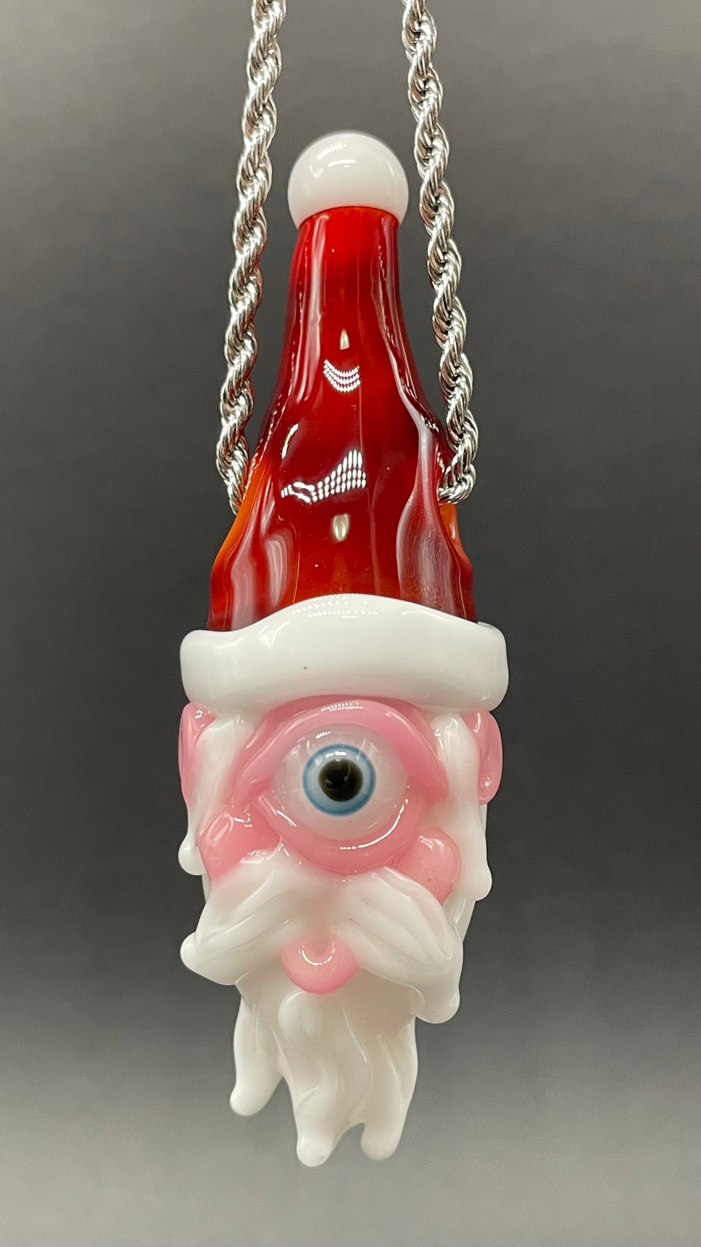 Cyclops Santa glass pendant