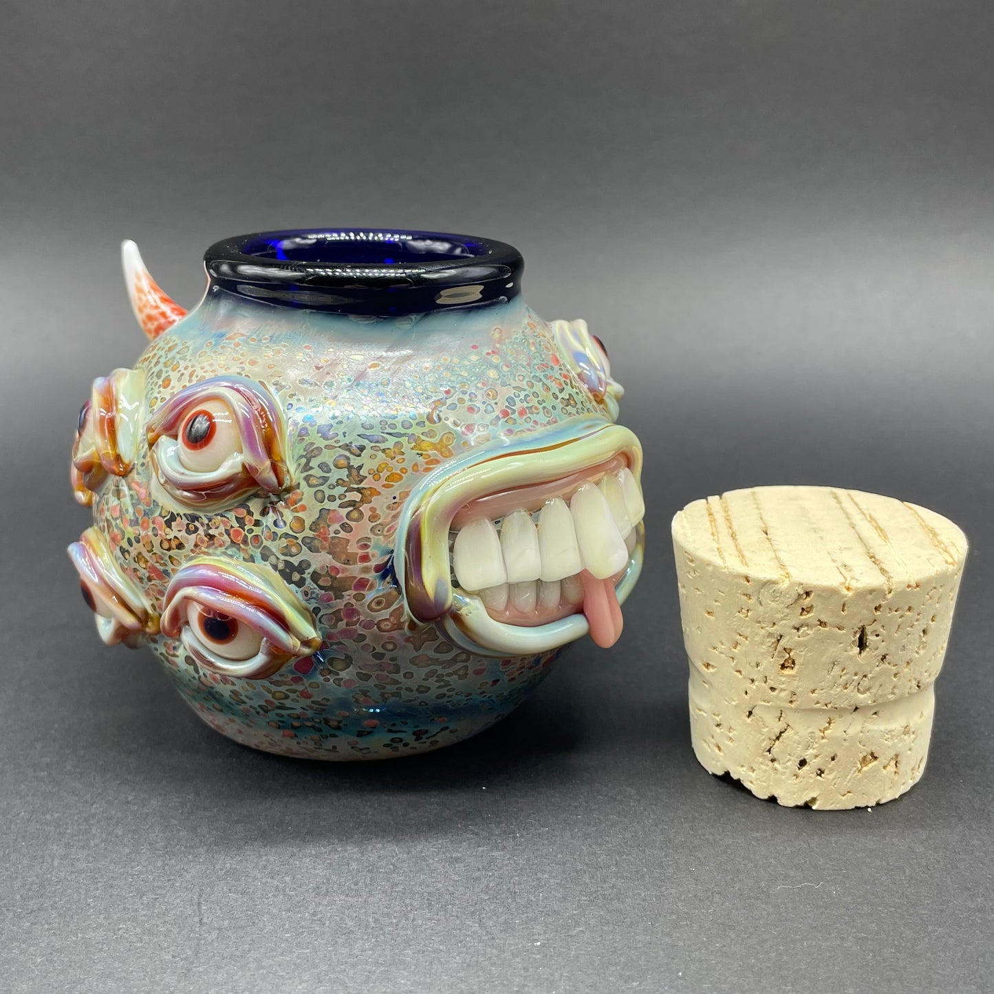 Large bizarre glass cork jar