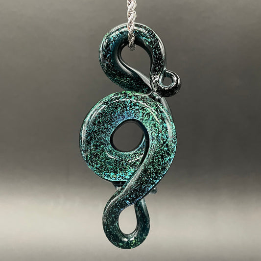 Dichroic sparkle snake pendant