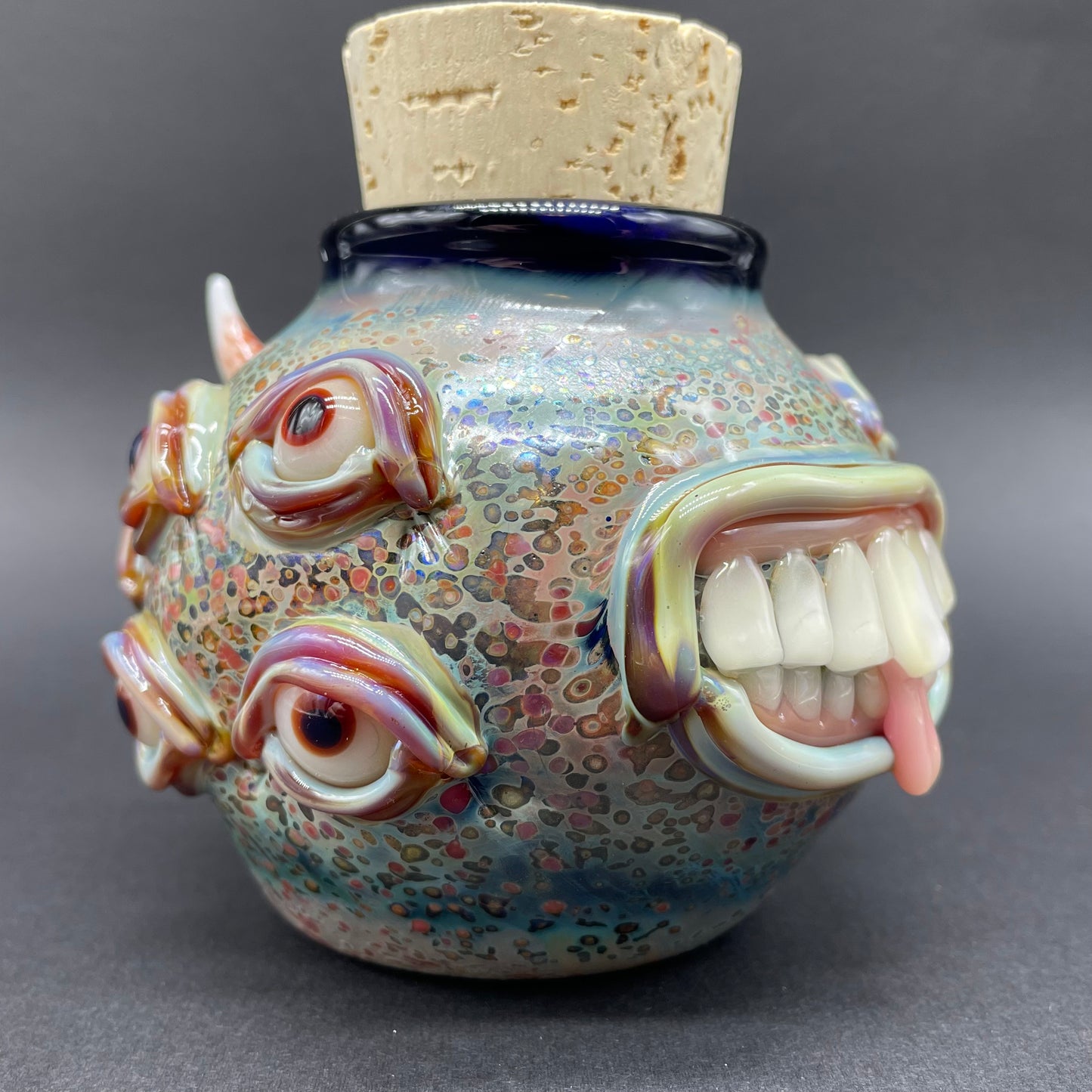 Large bizarre glass cork jar