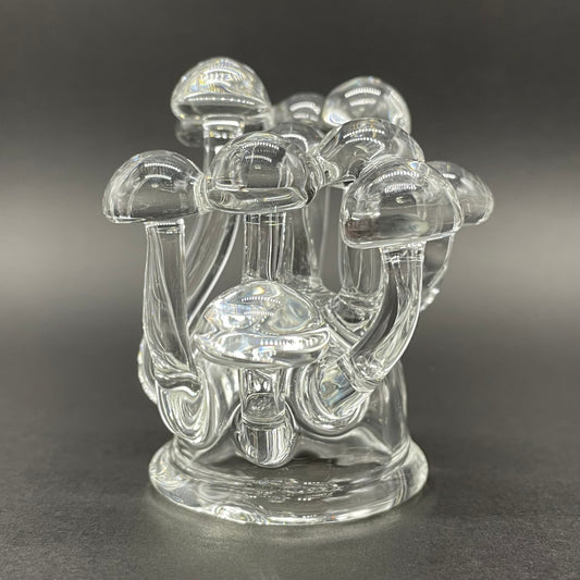 Handblown Clear Glass Mushroom Sculpture Psychedelic Cluster Art Piece