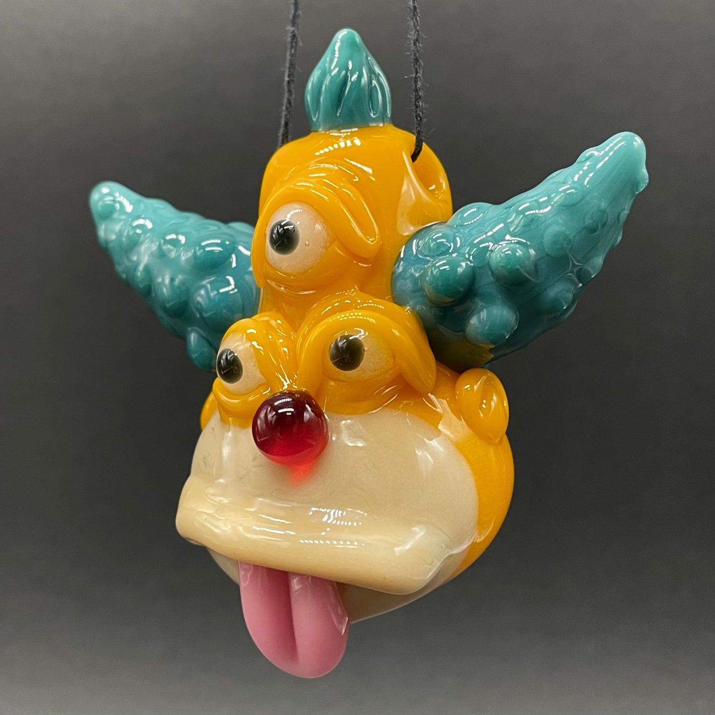 Third eye Krusty the clown glass pendant