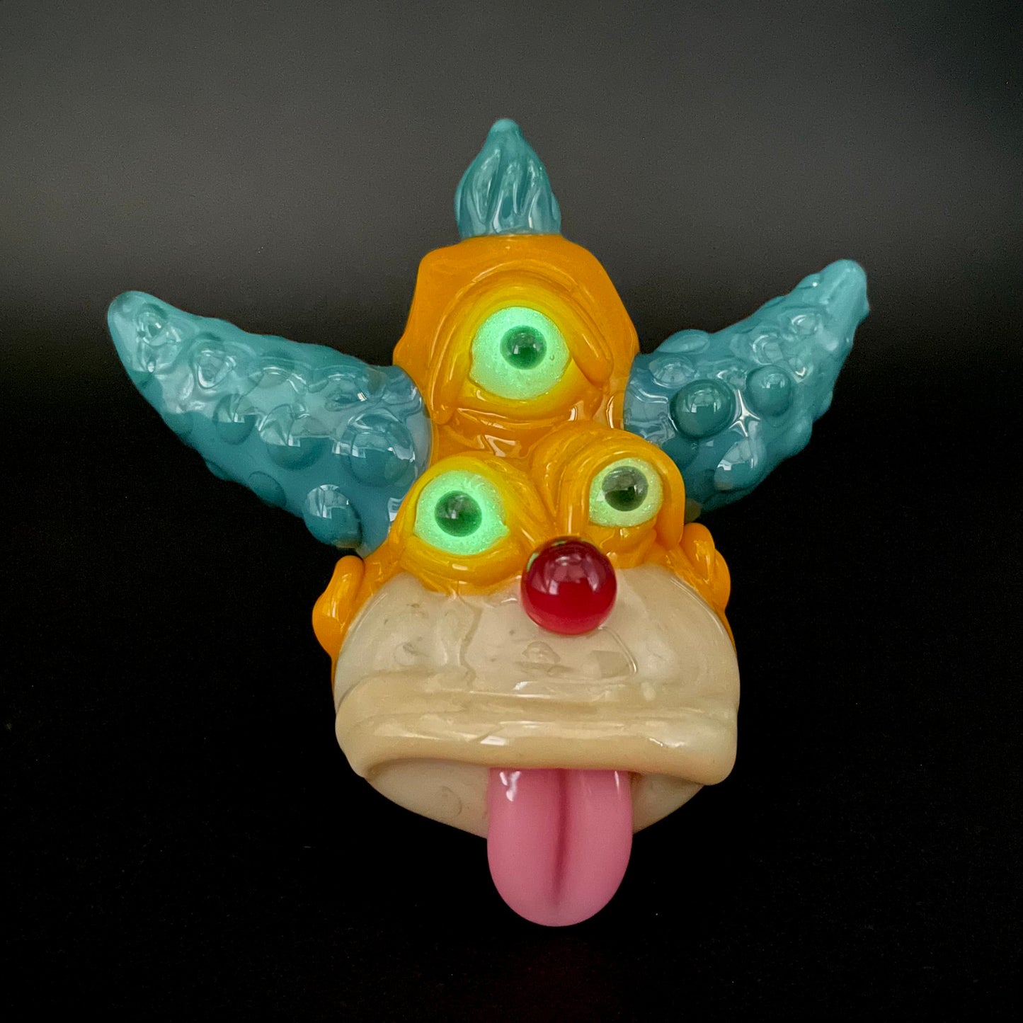 Third eye Krusty the clown glass pendant