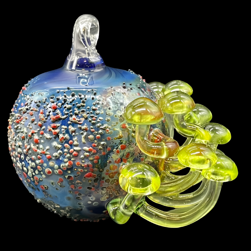 Green mushroom cluster ornament
