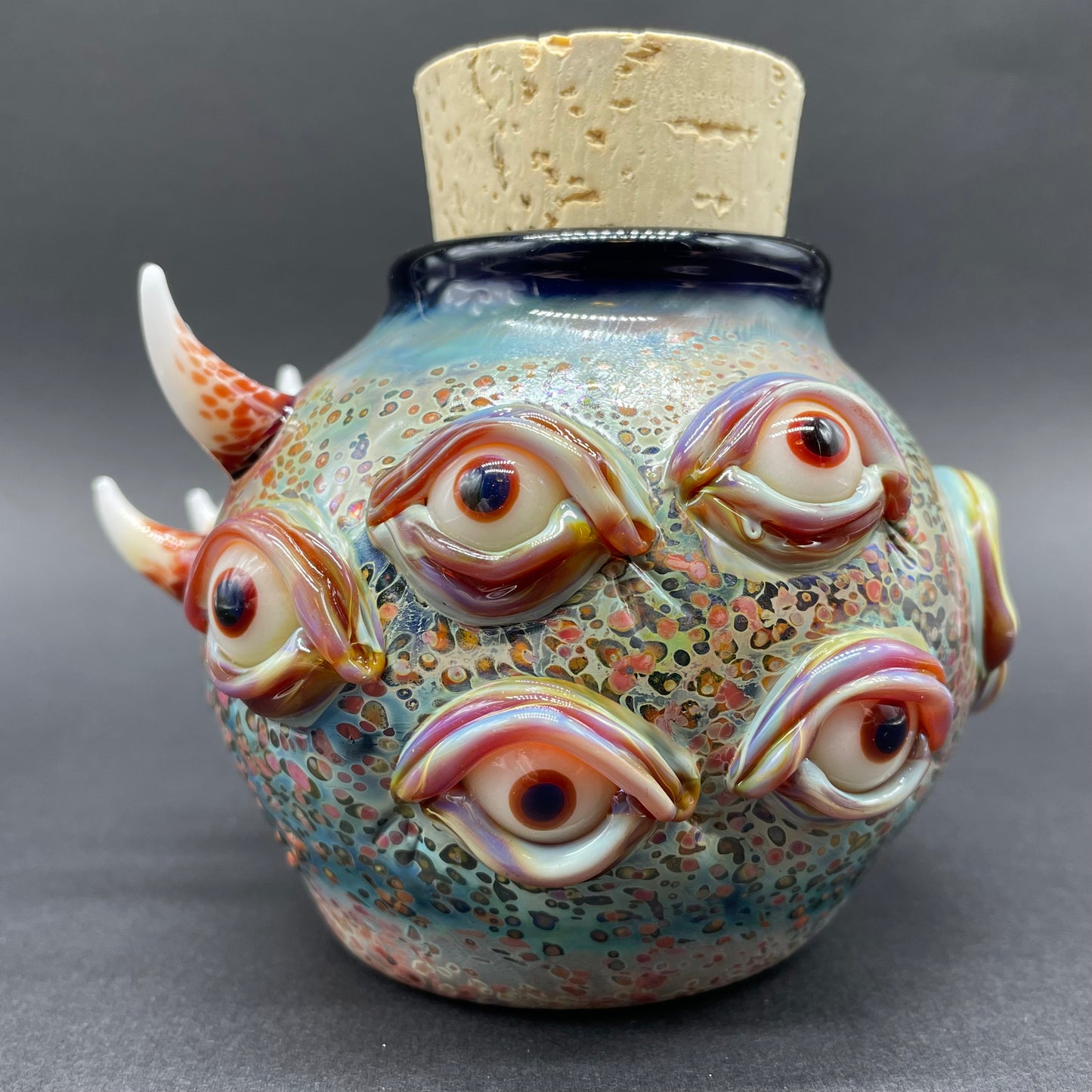 Large bizarre glass cork jar