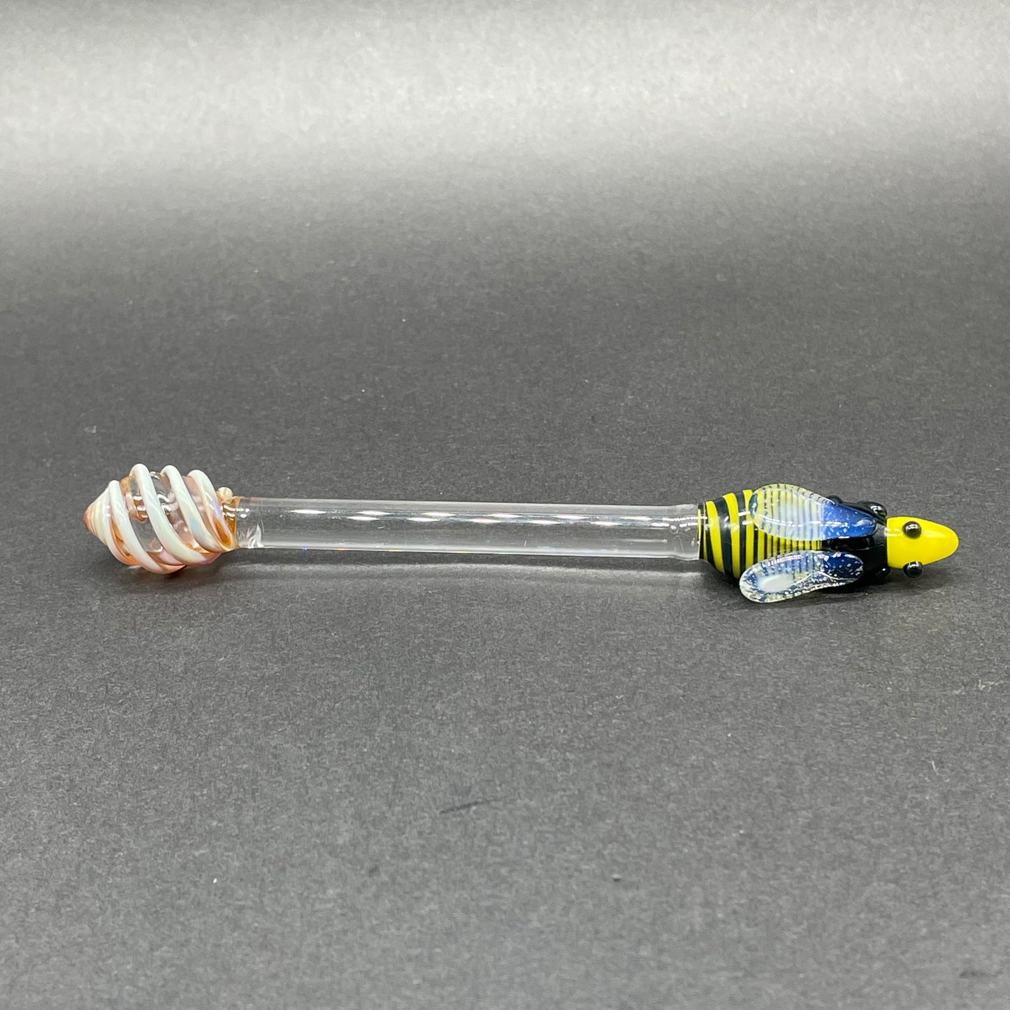 Small glass Bee Honey Dipper