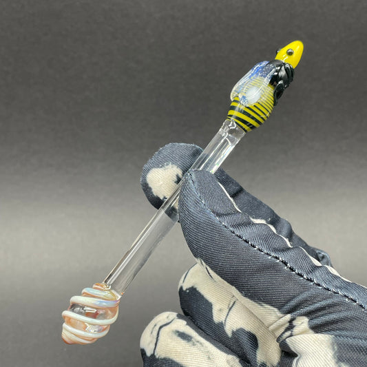 Small glass Bee Honey Dipper