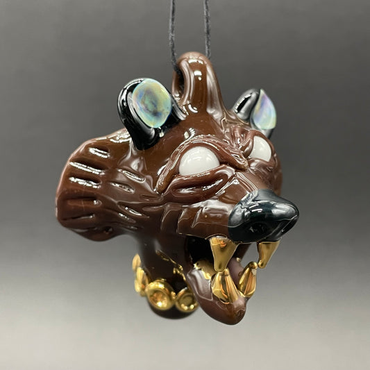 blinged out glass grizzly bear pendant