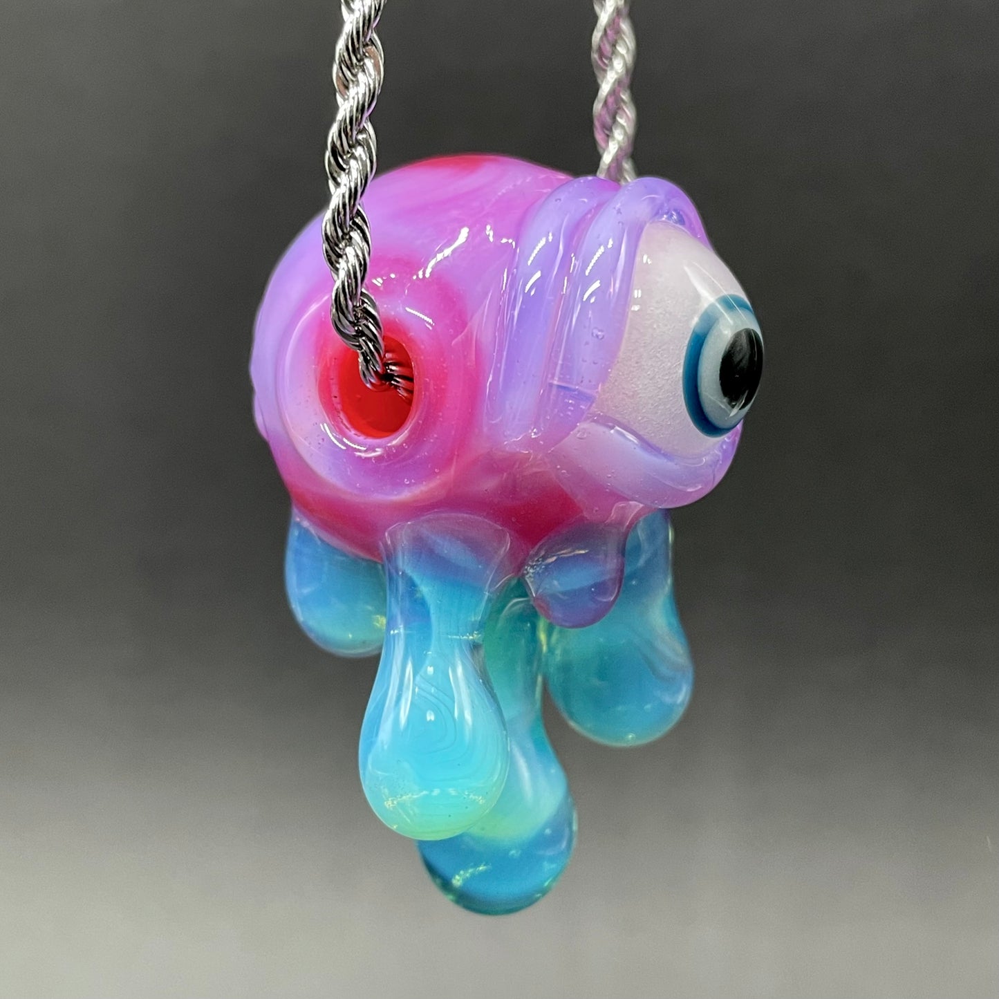 Drippy cyclops glass pendant