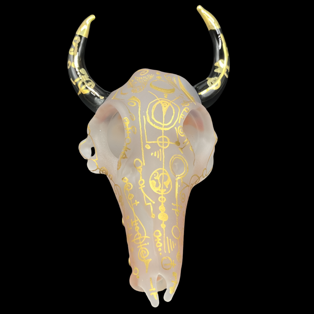 Mystical Gold rune bull skull
