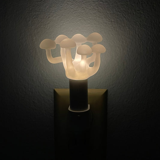 Mushroom, frosted clear glass led night light.