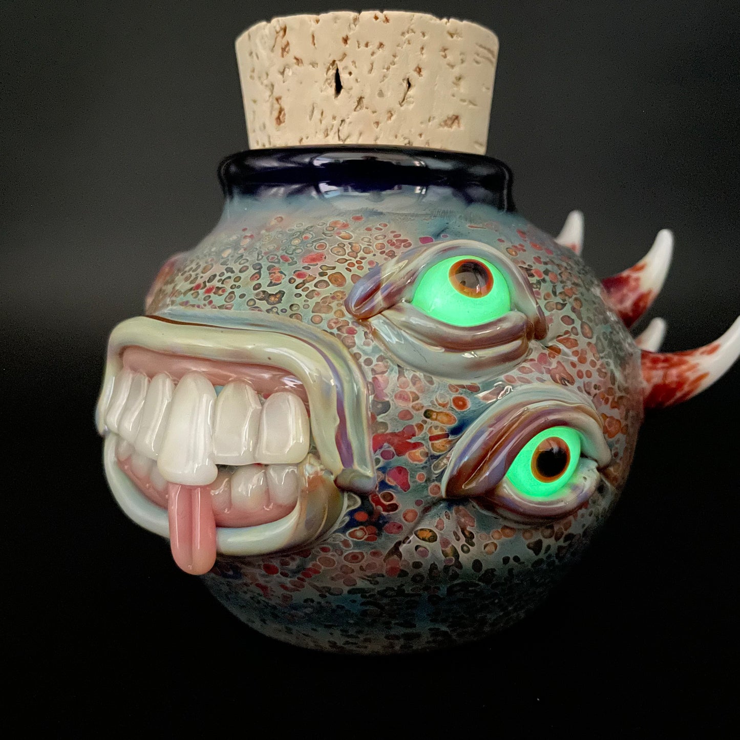 Large bizarre glass cork jar