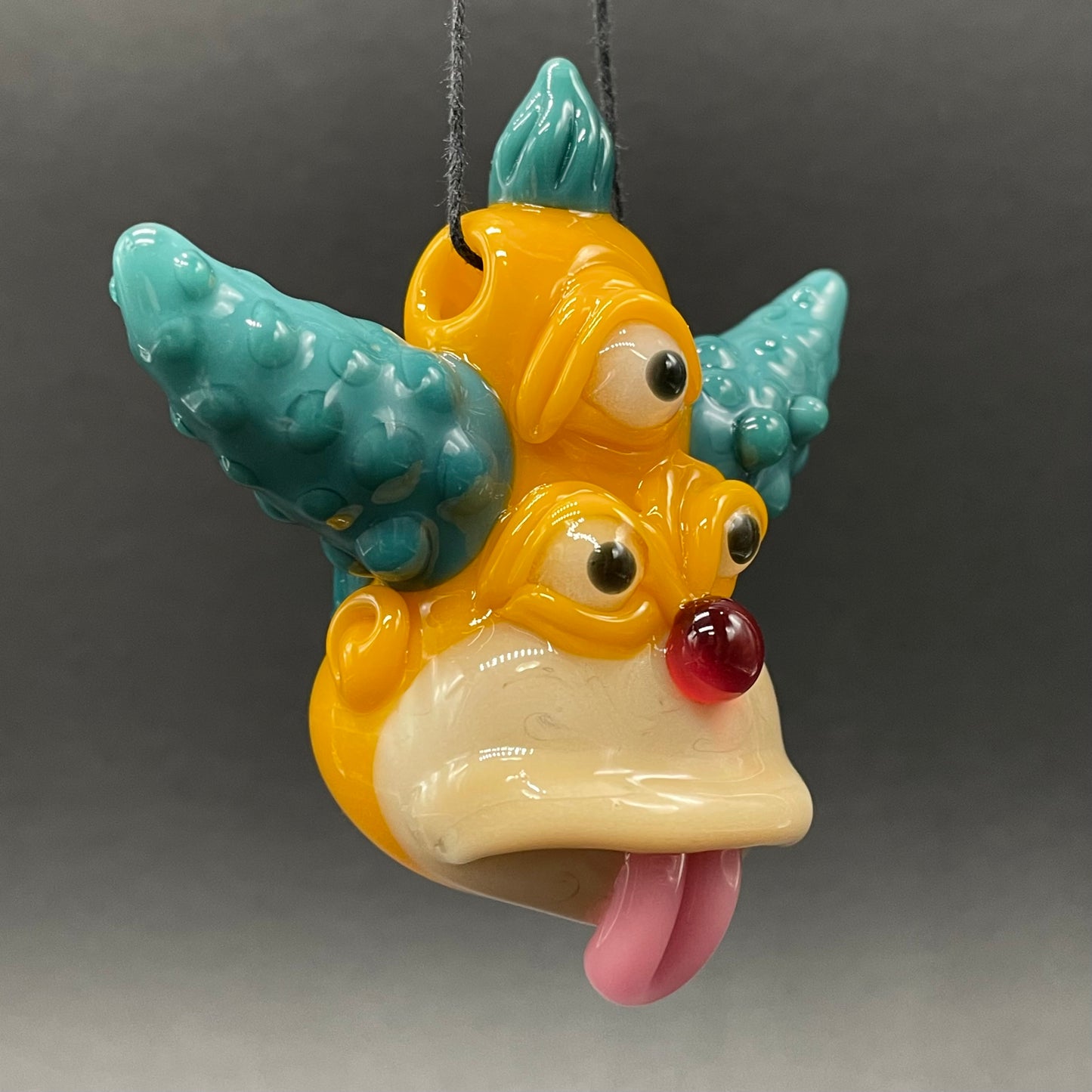 Third eye Krusty the clown glass pendant