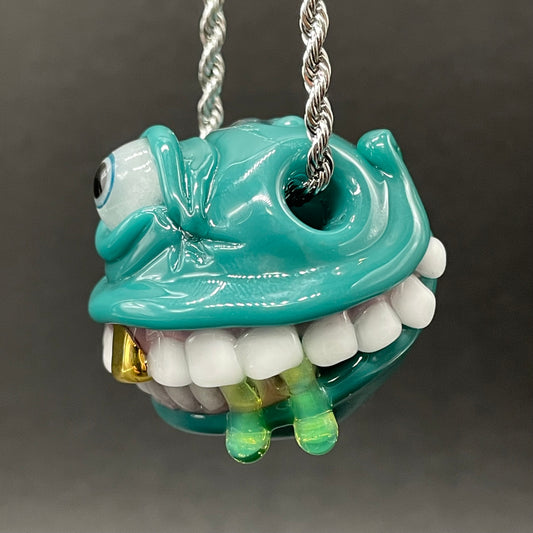 Grinning like a fool glass pendant
