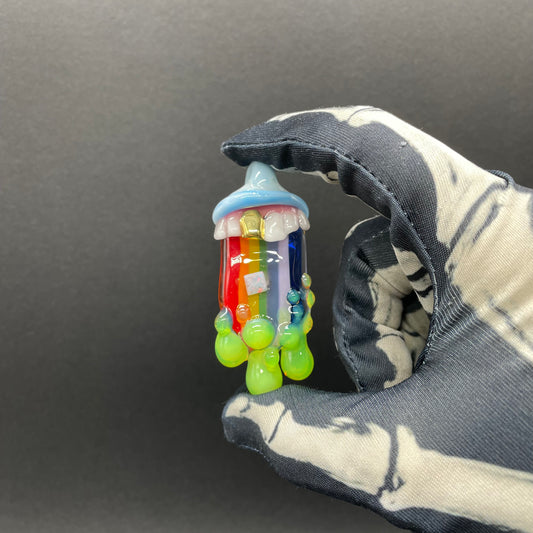 Glass opal rainbow tongue pendant