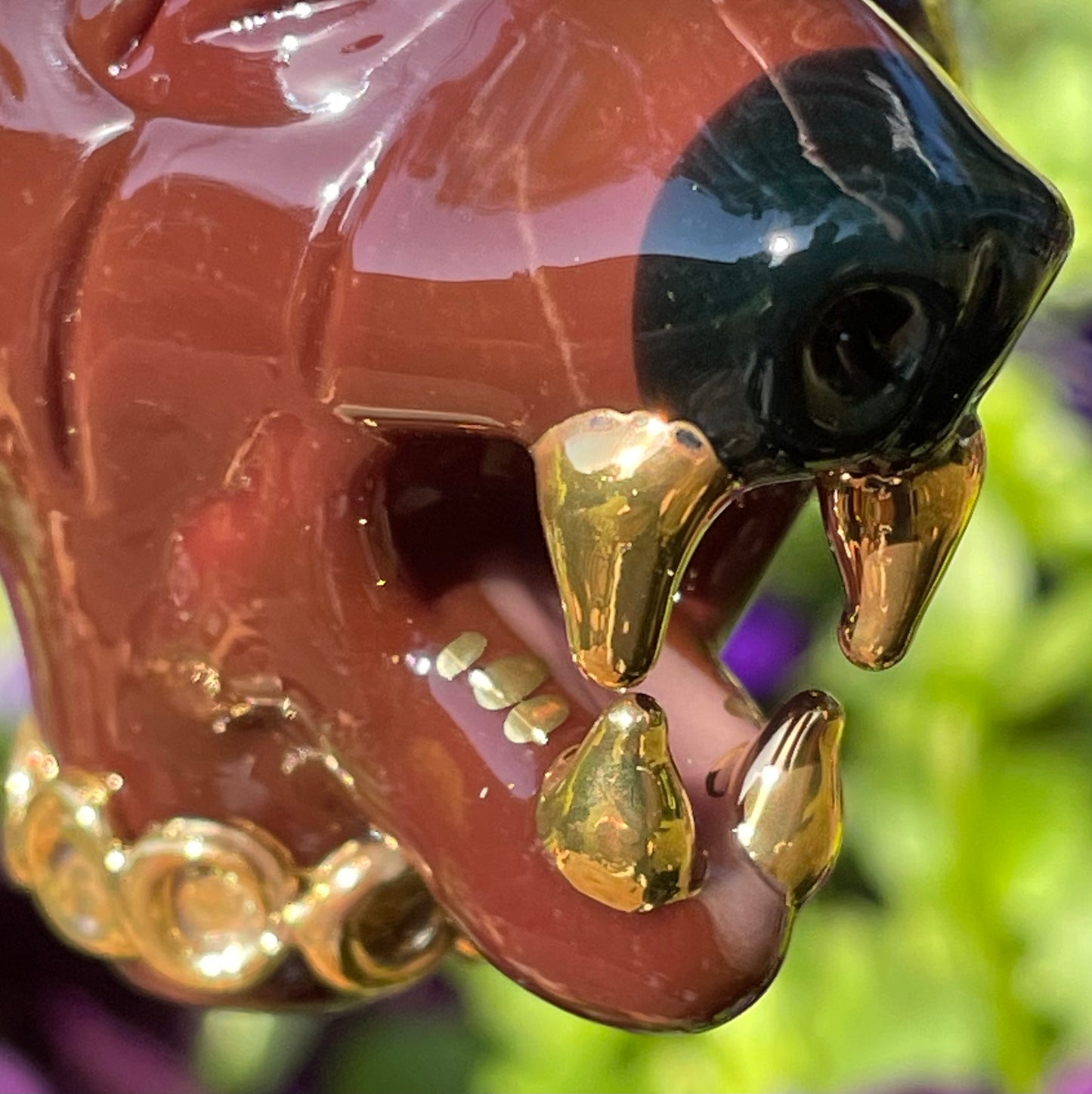 blinged out glass grizzly bear pendant