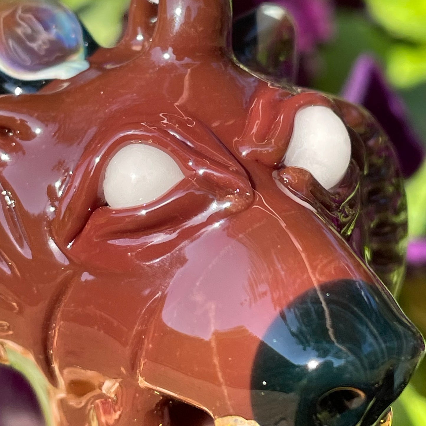 blinged out glass grizzly bear pendant