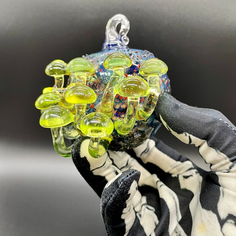 Green mushroom cluster ornament