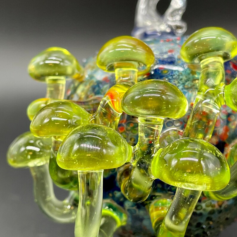 Green mushroom cluster ornament