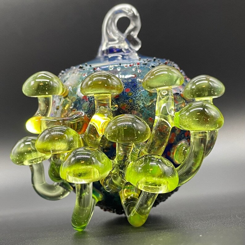 Green mushroom cluster ornament