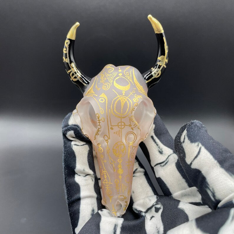 Mystical Gold rune bull skull