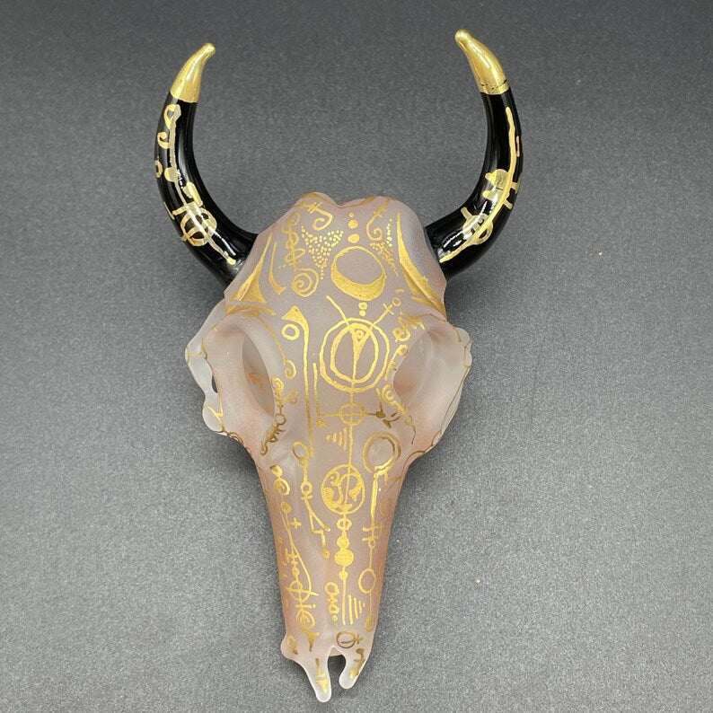Mystical Gold rune bull skull