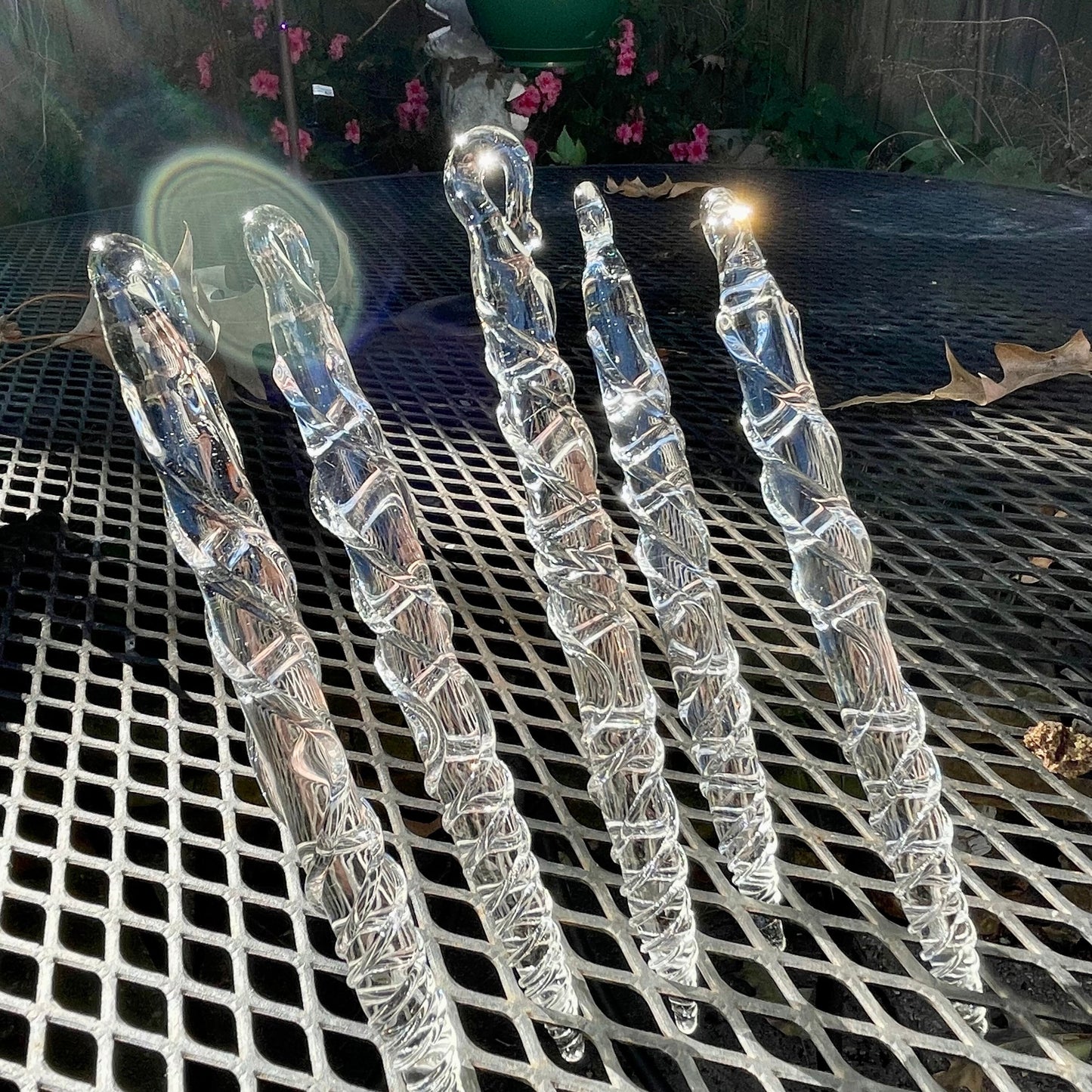 Clear glass icicles