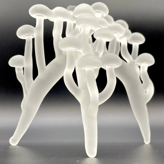 Glass mushroom sculpture