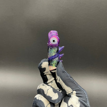 Hand-blown Royal jelly dichroic cyclops pendant - Leviathan Glass original