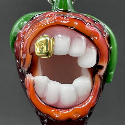 Screaming strawberry glass pendant