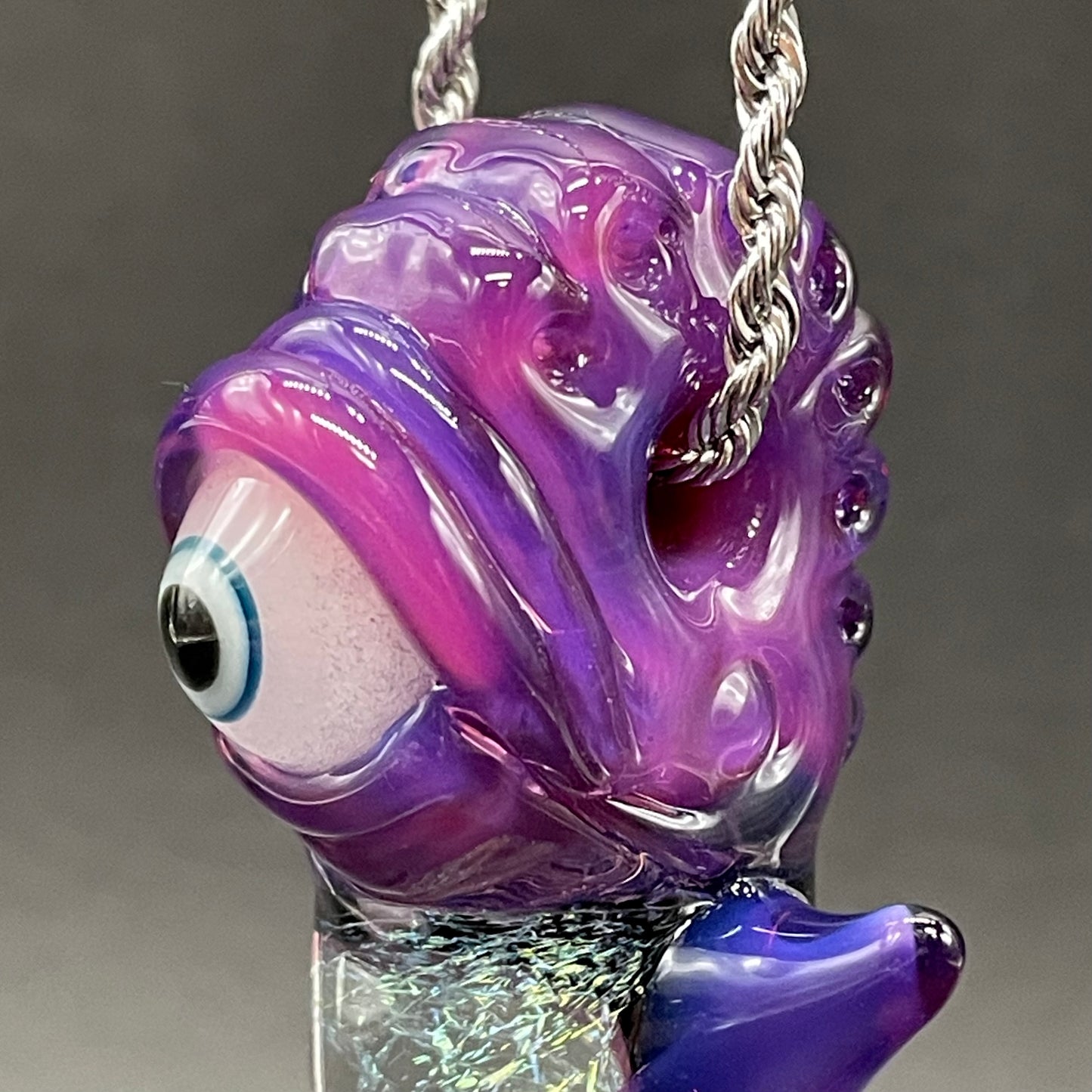 Premium Royal jelly dichroic cyclops pendant - collectible glass art
