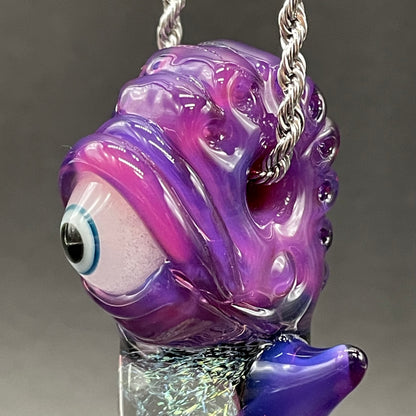 Premium Royal jelly dichroic cyclops pendant - collectible glass art