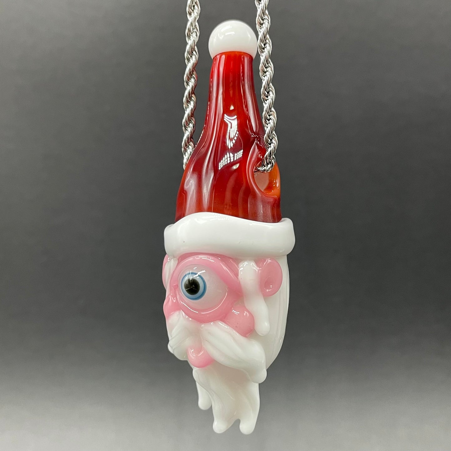 Cyclops Santa glass pendant