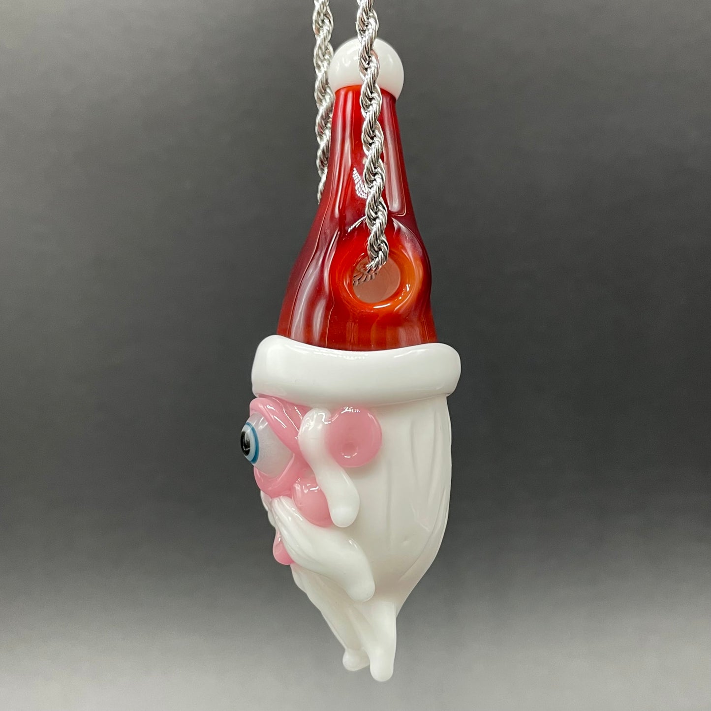 Cyclops Santa glass pendant