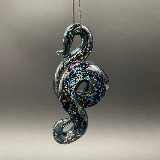Dichroic sparkle snake pendant