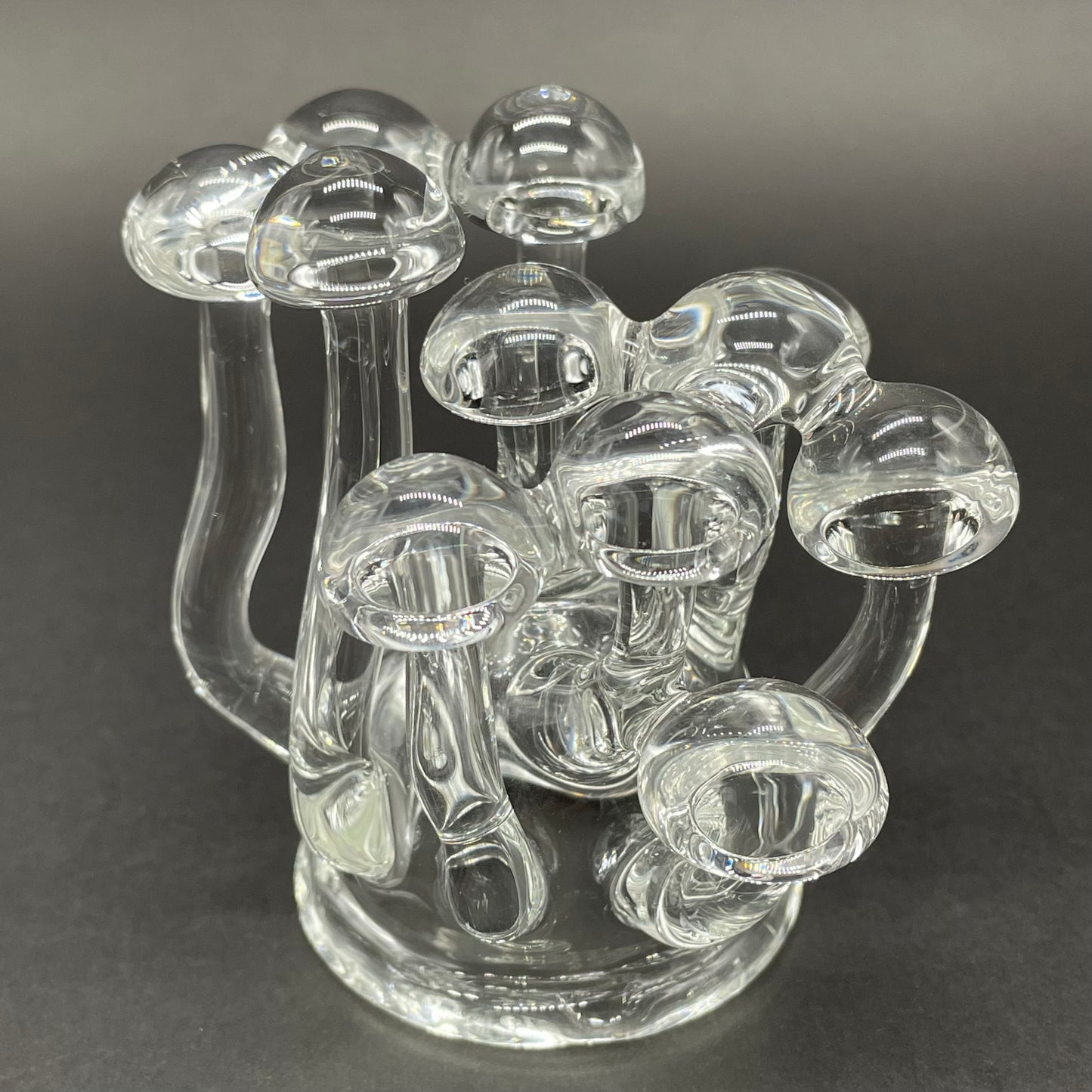 Handblown Clear Glass Mushroom Sculpture Psychedelic Cluster Art Piece