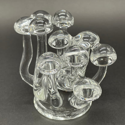 Handblown Clear Glass Mushroom Sculpture Psychedelic Cluster Art Piece