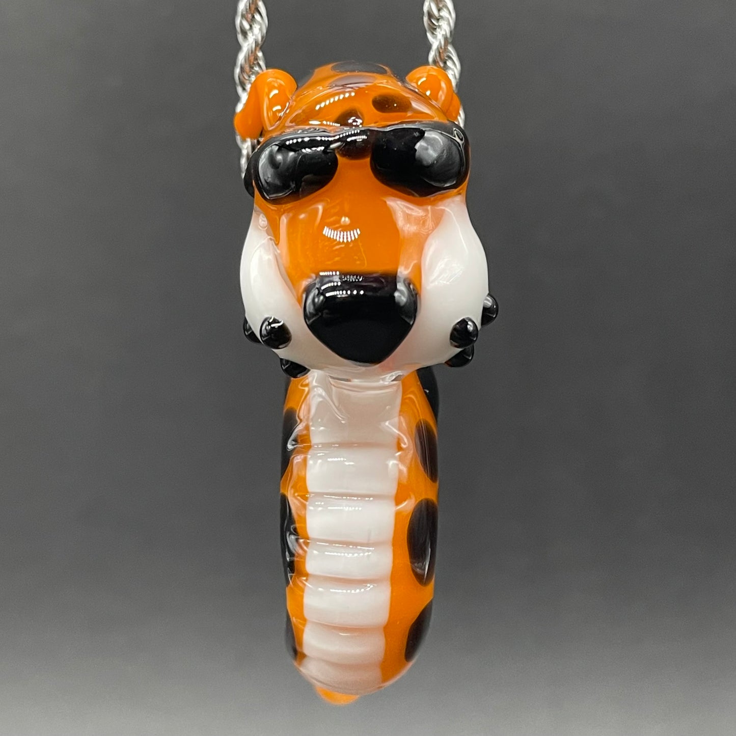 Slithering Chester Cheetah glass pendant