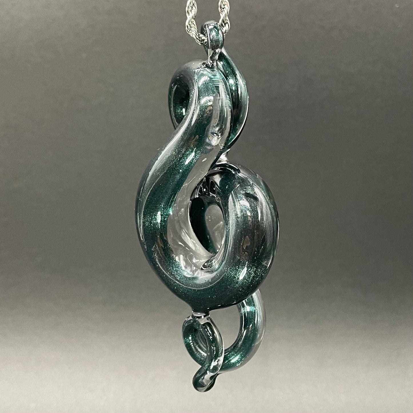 Dichroic sparkle snake pendant