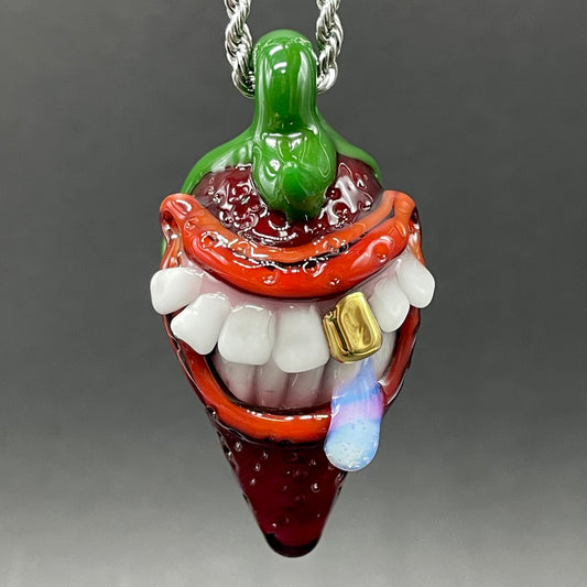 Toothy strawberry pendant