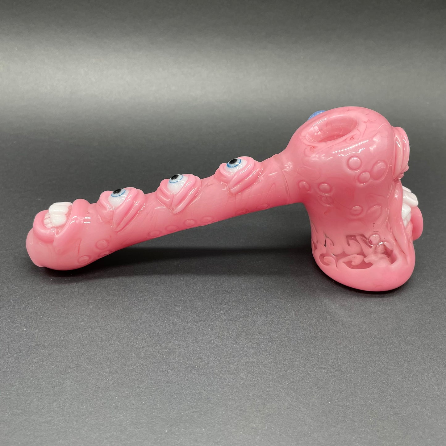 Pink evil eye bubbler